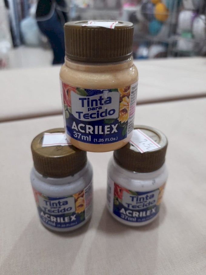 Tinta tecido metálica Acrilex 
