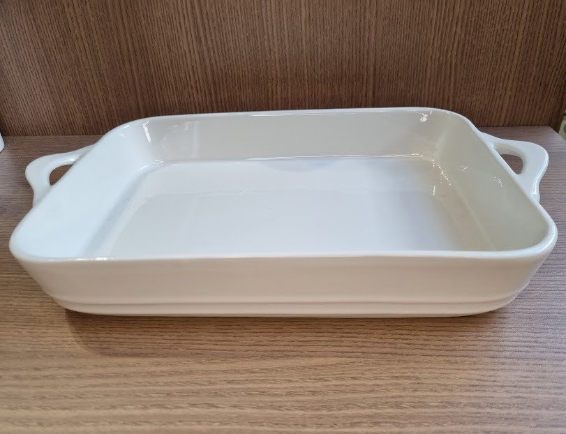 TRAVESSA PORCELANA RETANGULAR BRANCA 