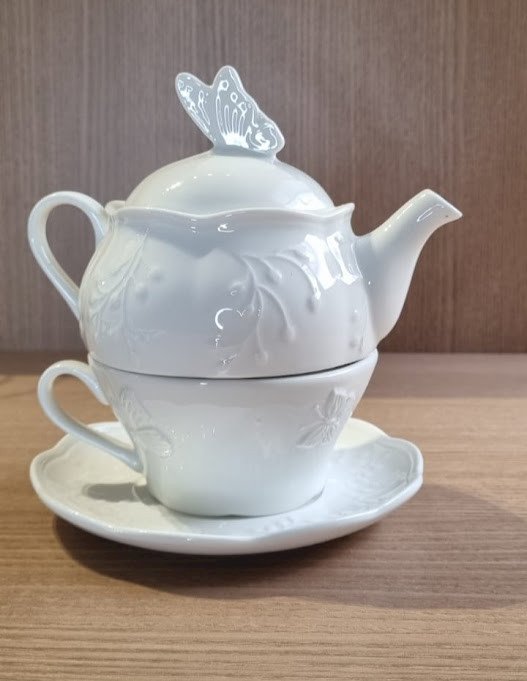 CONJUNTO PARA CHÁ BUTTERFLY FLOWER COM 3 PEÇAS