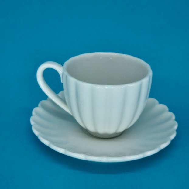 XÍCARA CAFÉ DE PORCELANA COM PIRES PETALA BRANCO MATT - XIC081