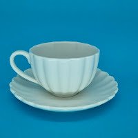 XÍCARA CHÁ DE PORCELANA COM PIRES PETALA BRANCO MATT - XIC080 