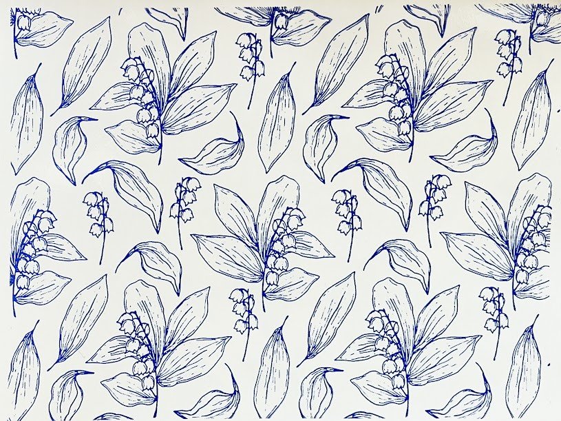 DECALQUE FLORES VARIADAS AZUL CONTORNO - DEC798