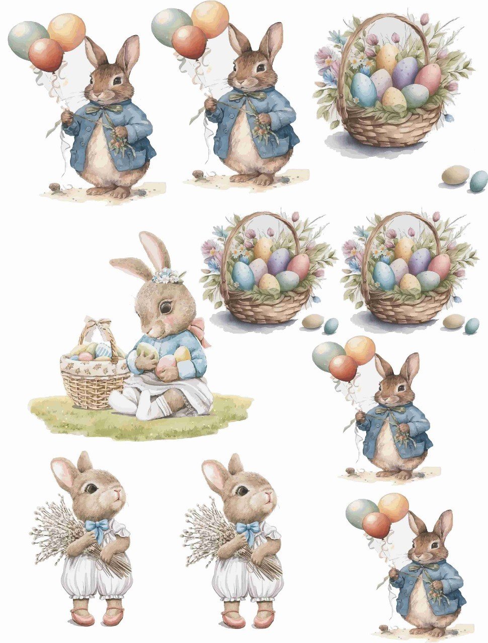 DECALQUE FOLHA COELHOS E CESTAS - DEC803