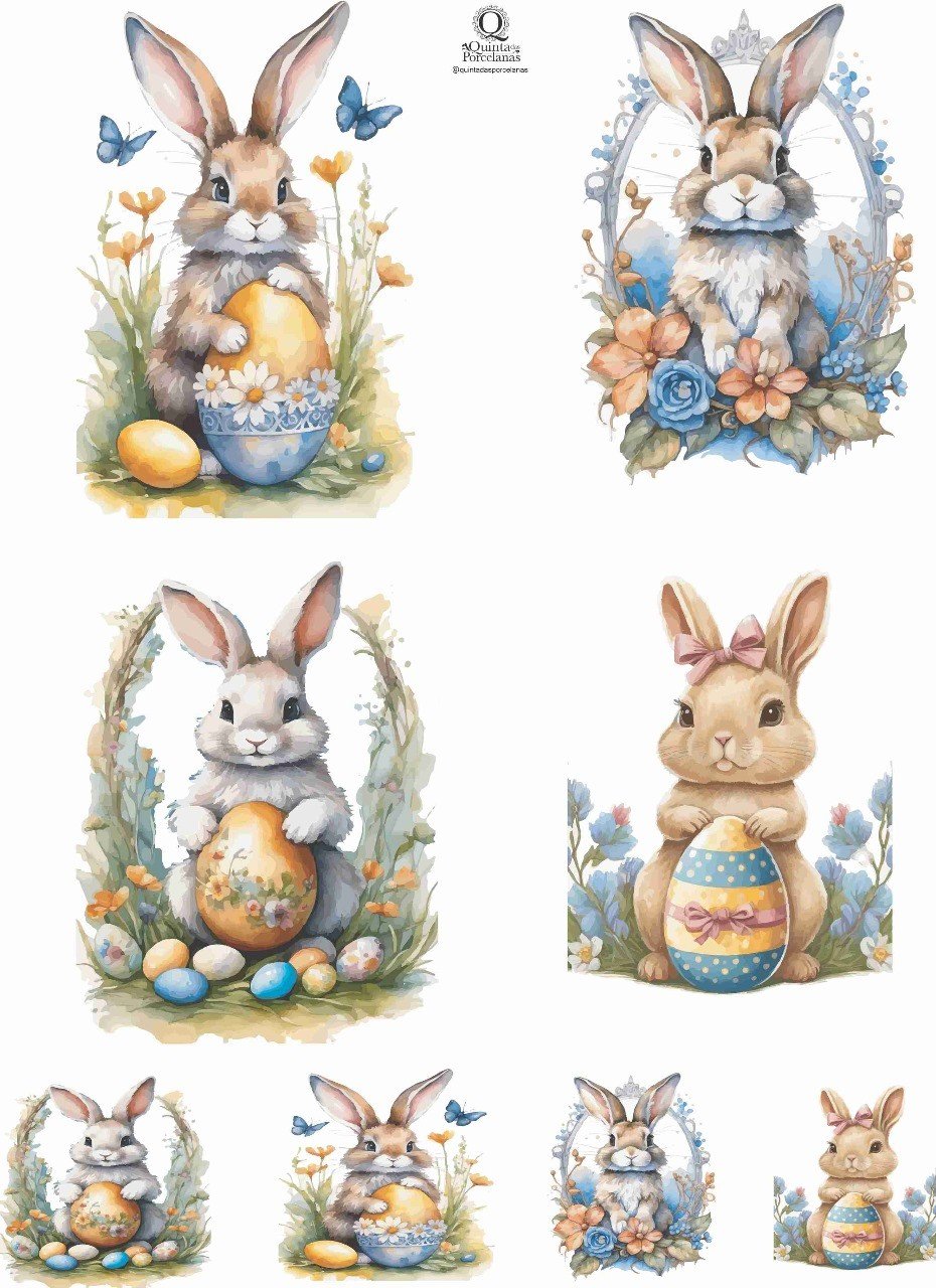 DECALQUE FOLHA COELHOS COM OVOS - DEC806