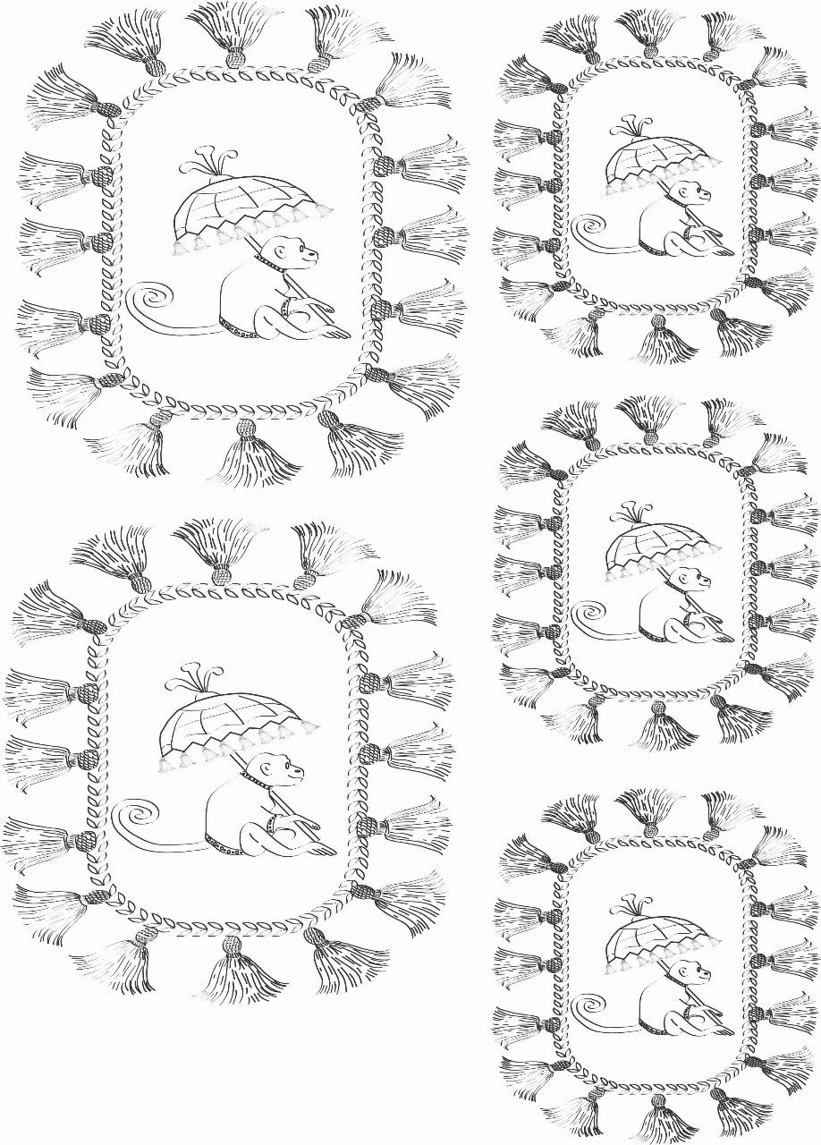 DECALQUE FOLHA MACACO COM BORLAS CINZA CLARO - DEC812