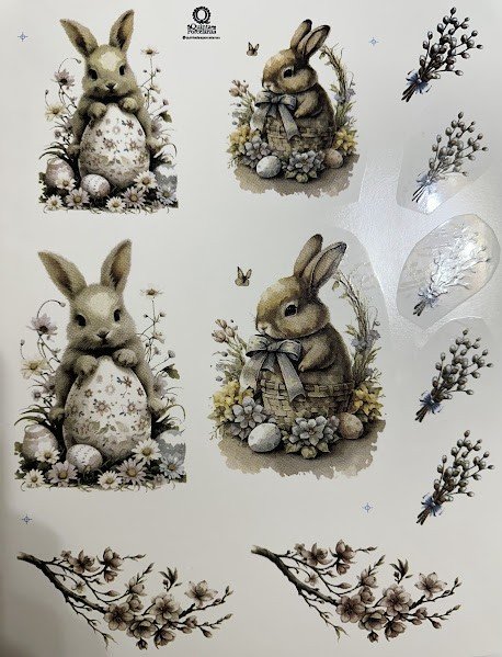 DECALQUE COELHOS COM FLOR DE CEREJEIRA - DEC853