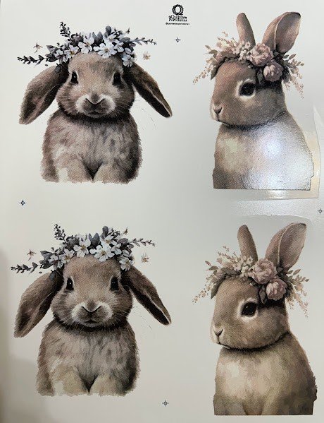 DECALQUE COELHOS C COROA DE FLORES - DEC856