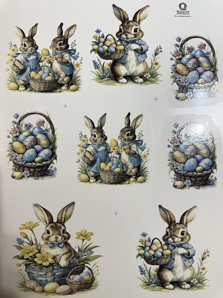 DECALQUE COELHOS C CESTAS E FLORES - DEC857