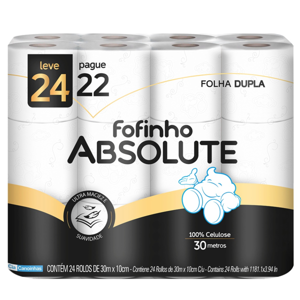 PAPEL HIGIENICO ABSOLUTE F.DUPLA 24 ROLOS 30M