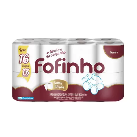 PAPEL HIGIENICOF.DUPLA NEUTRO 16 ROLOS