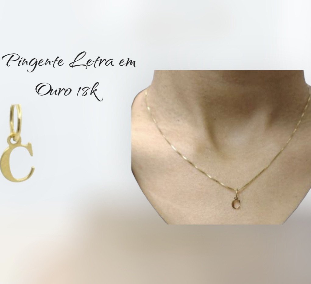 Pingente Letra em Ouro 18k