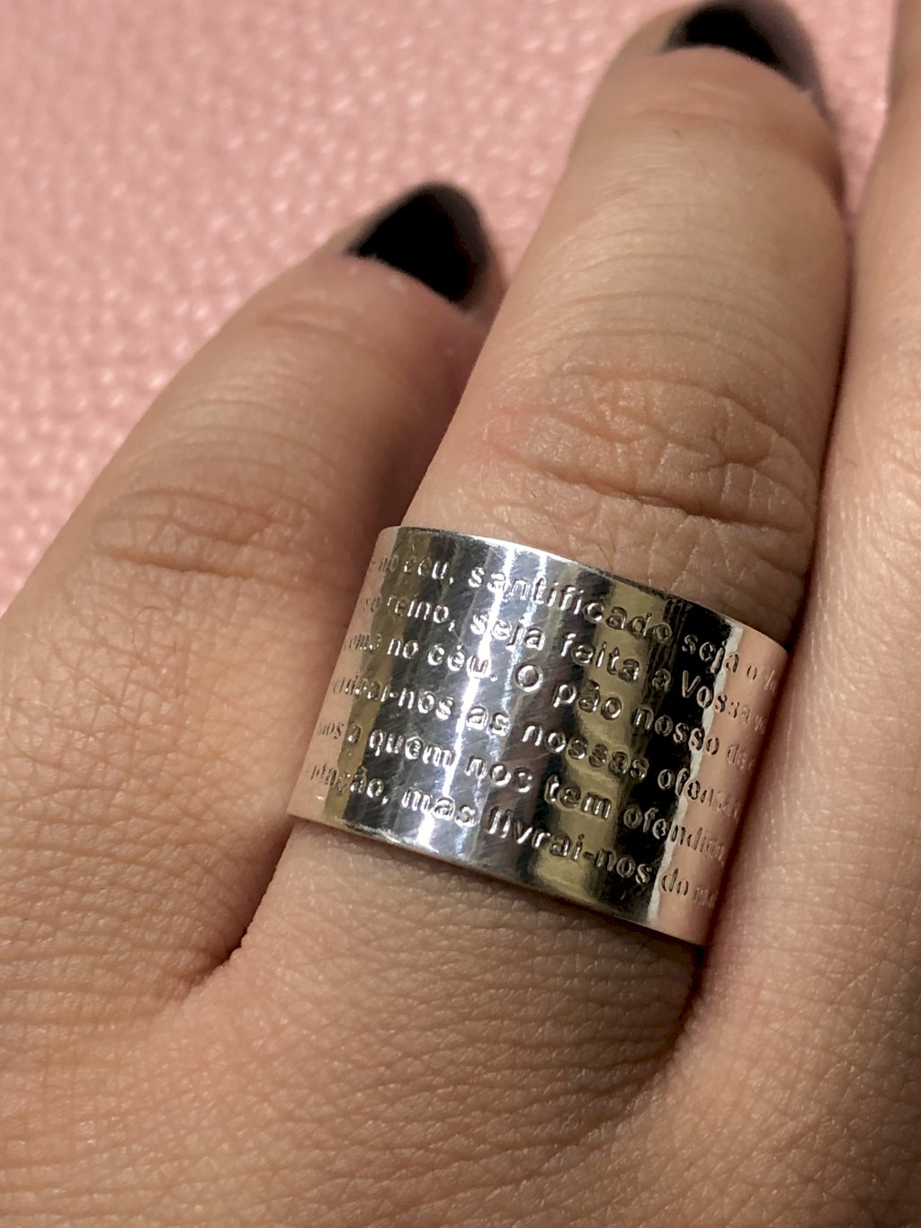 Anel Prata Oração Pai nosso 