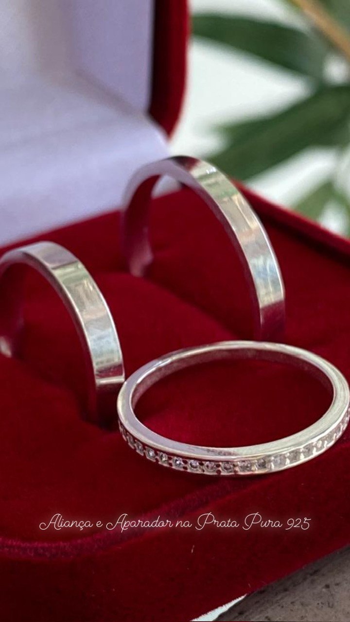 Aliança e Aparador na Prata 925 