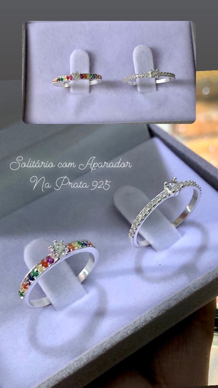 Solitário com aparador na prata 925 