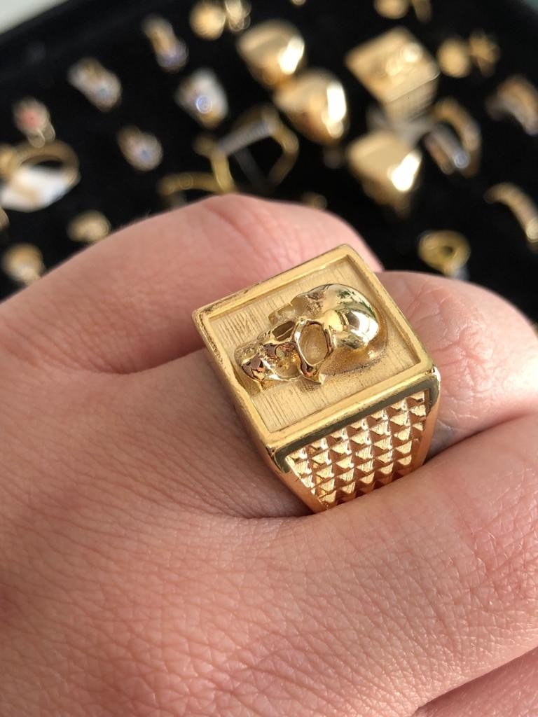 Anel Ouro Masc Caveira 