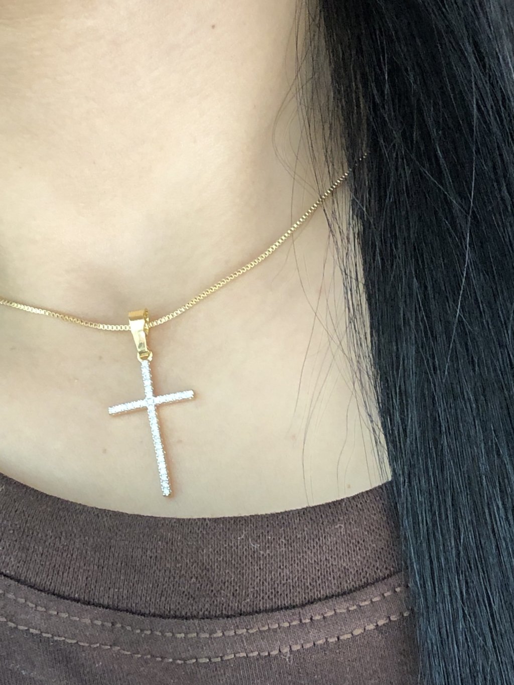 Corrente cruz toda cravejada 