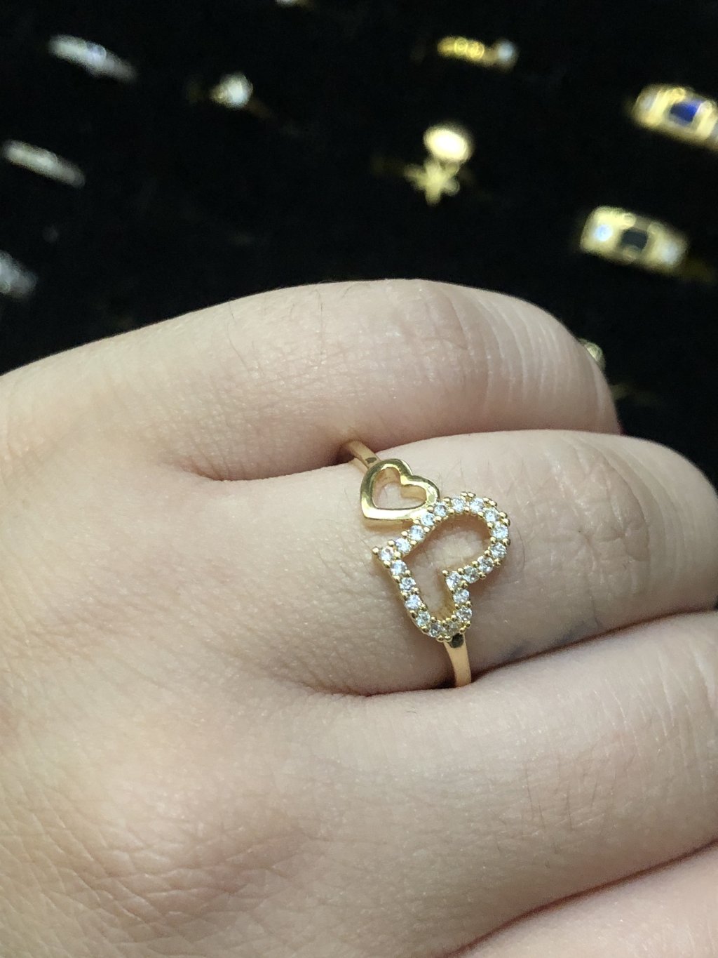 Anel Ouro Dois corações 
