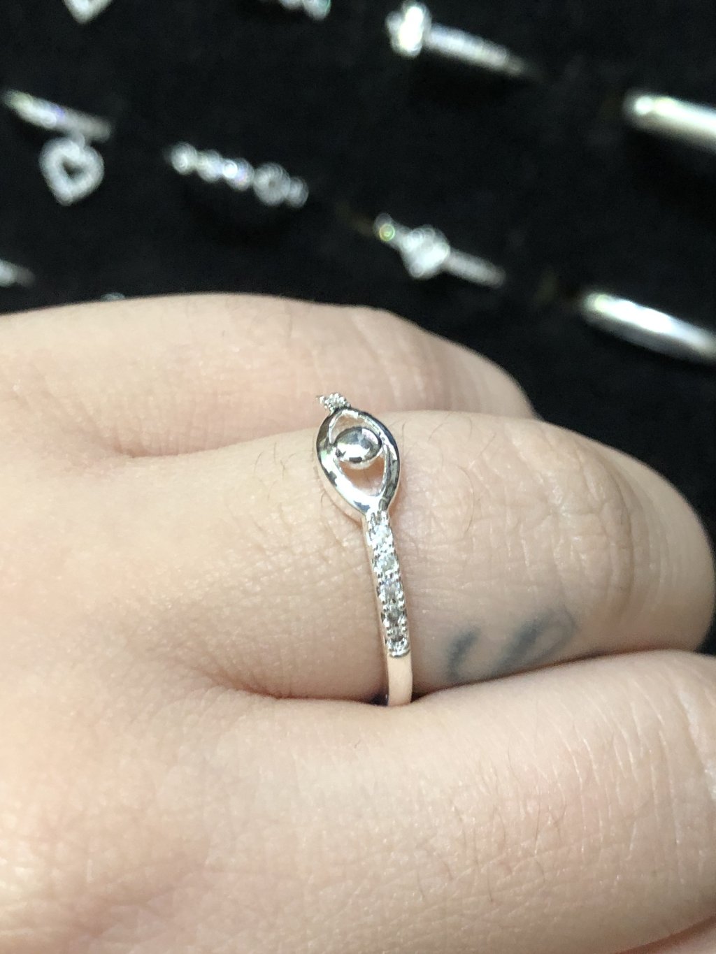 Anel Prata Olho grego pedrinhas 