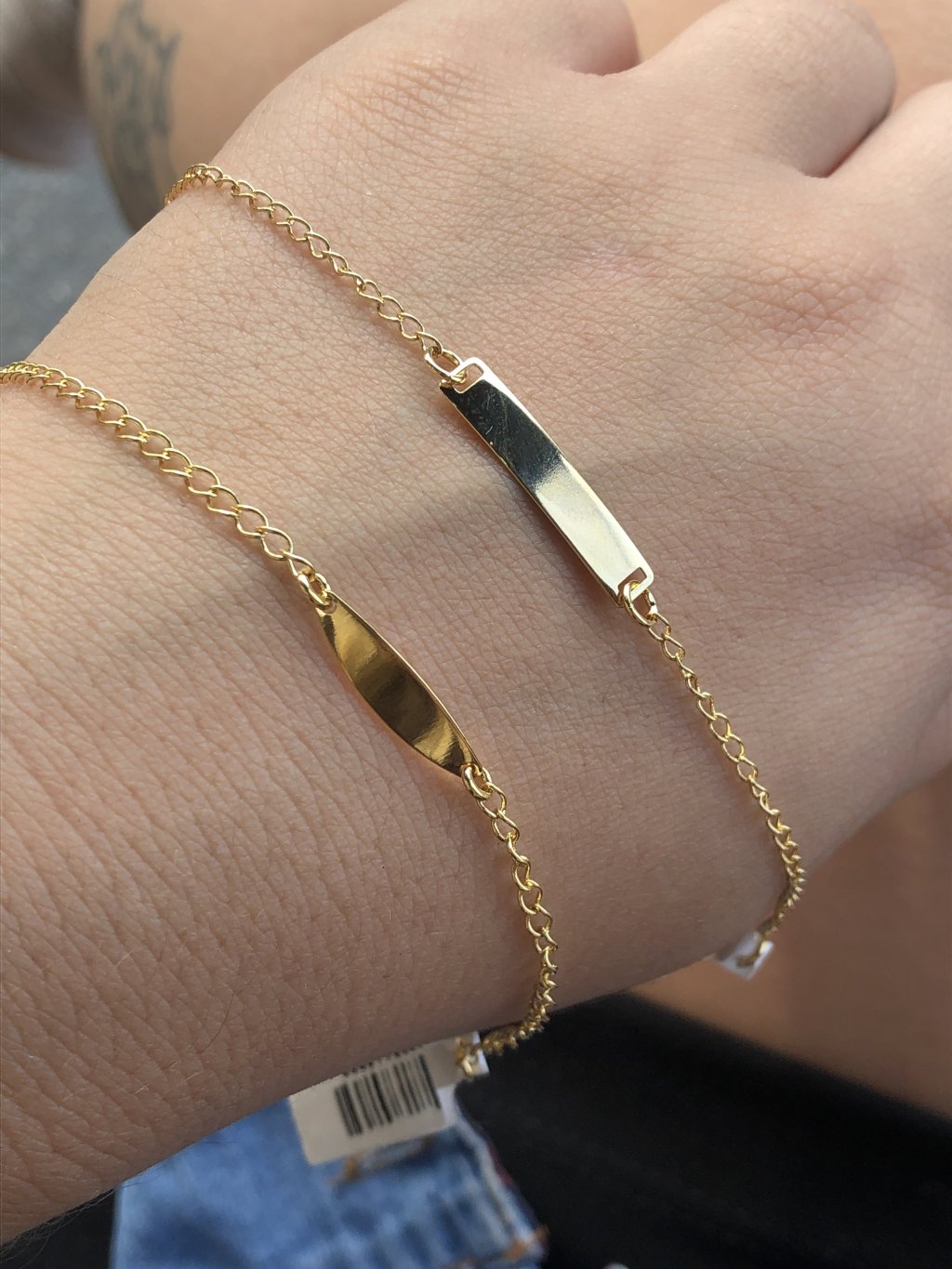 Pulseira Ouro e Prata infantil plaquinha 