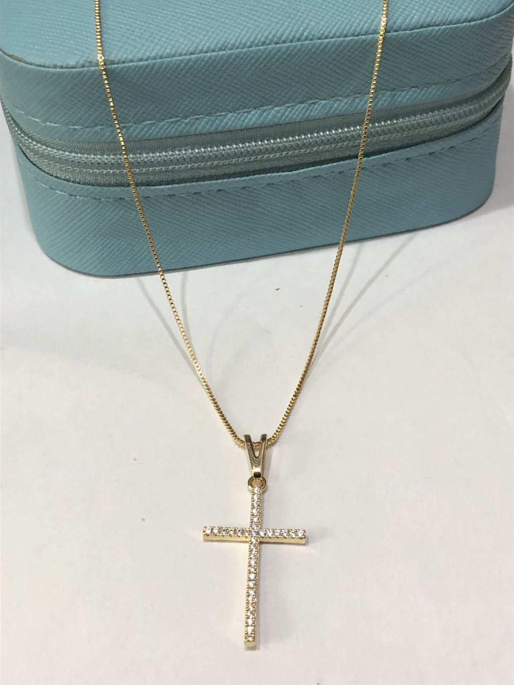 Corrente Ouro Cruz com microzirconias 