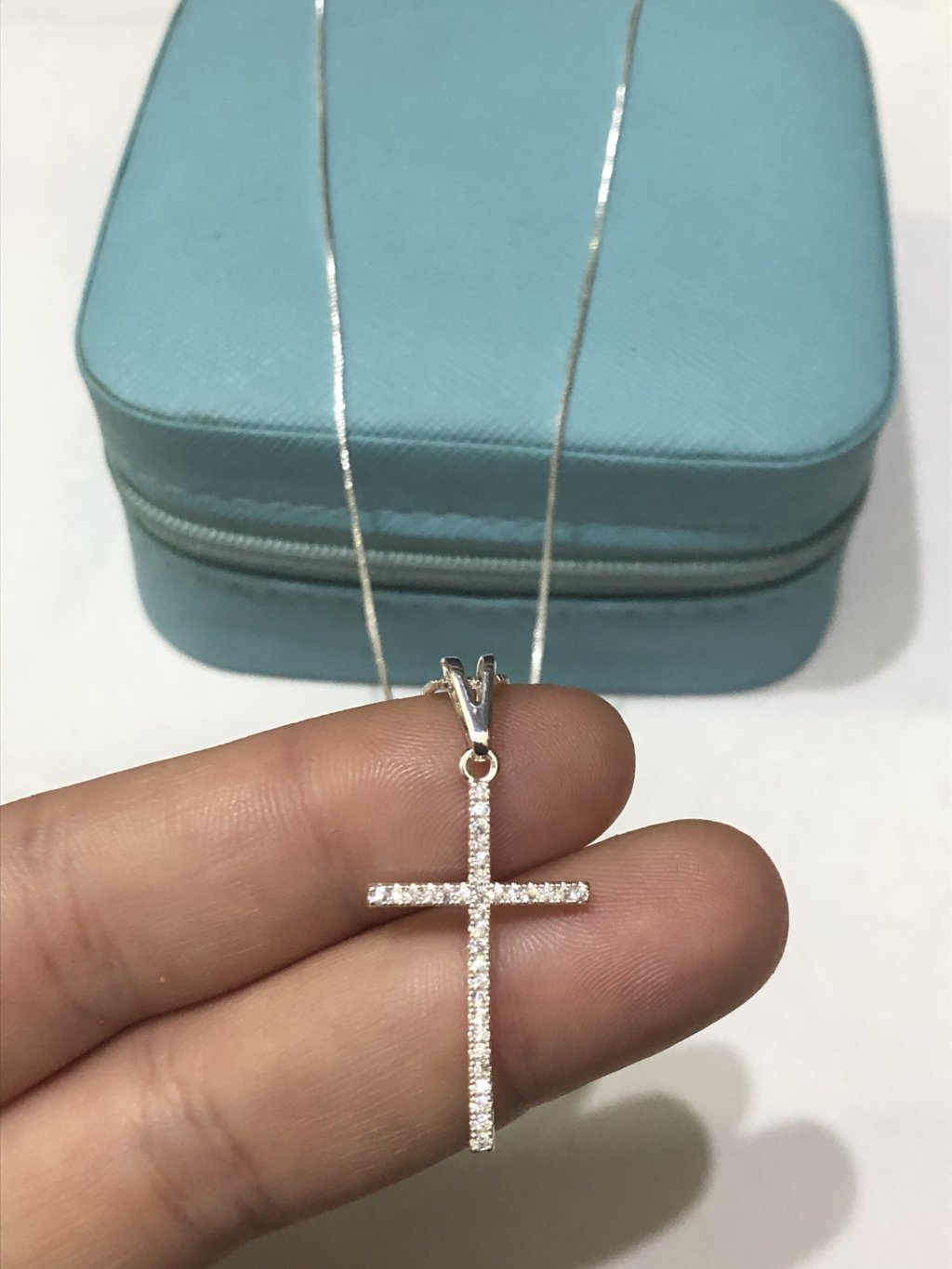 Corrente Prata Cruz microzirconias 