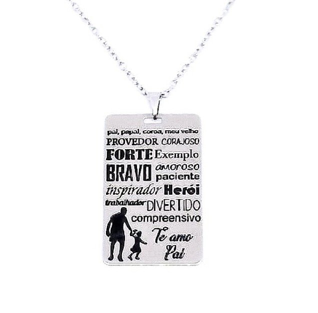 Corrente Fina e pingente ouro ou prata dizeres masculino 
