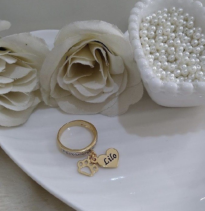 Anel Ouro ou Prata patinha e chapinha com gravação 