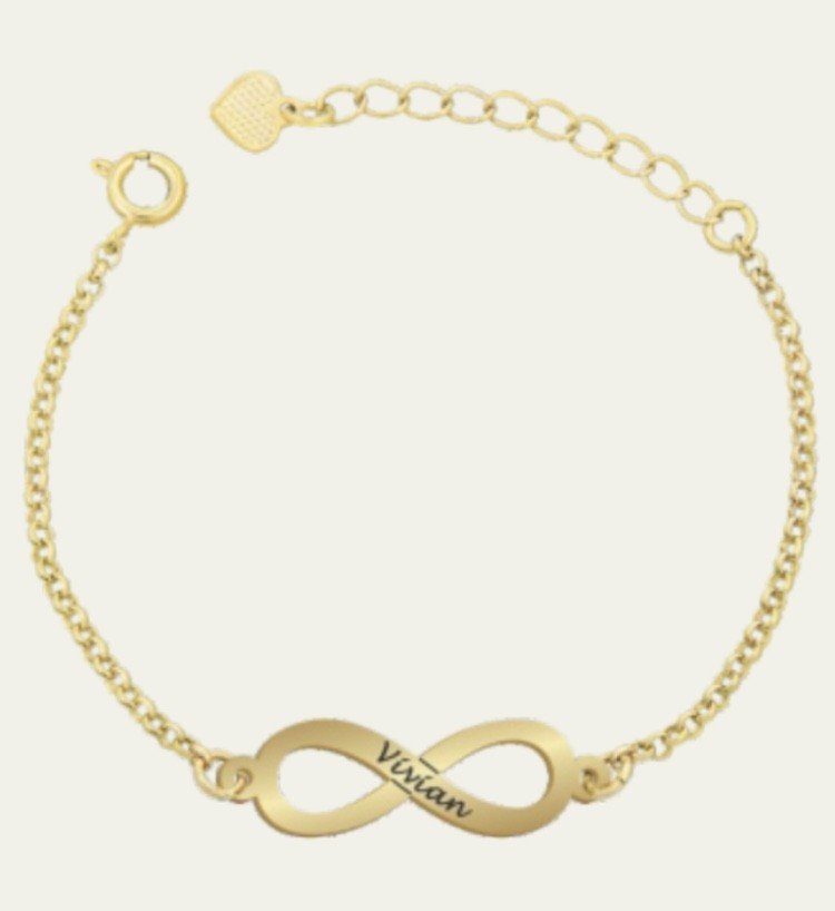 Pulseira Ouro ou Prata infinito com nome 