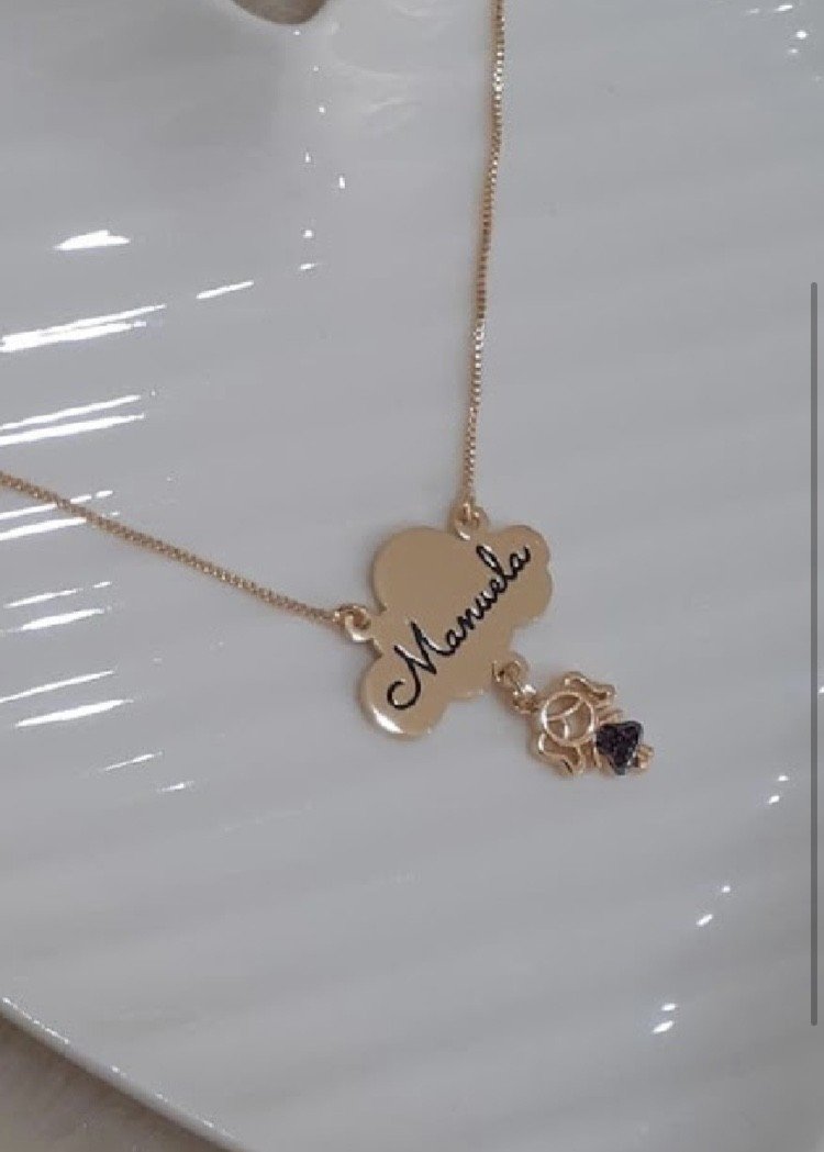 Corrente Ouro ou Prata chapinha com nome e filho(a)