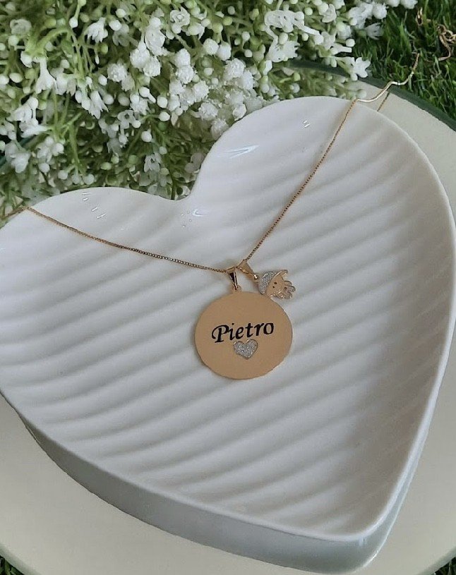 Corrente Ouro ou Prata Chapinha com nome e filho(a)