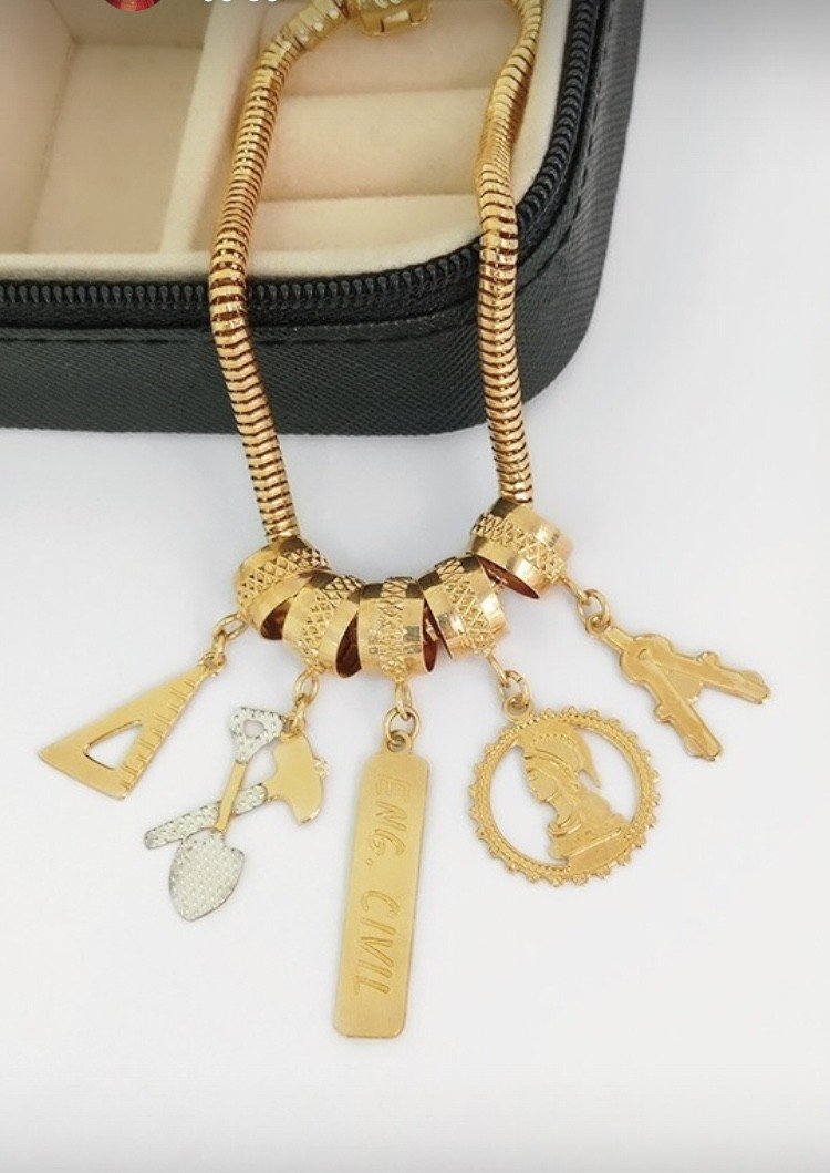 Pulseira Ouro ou Prata berloques profissão 