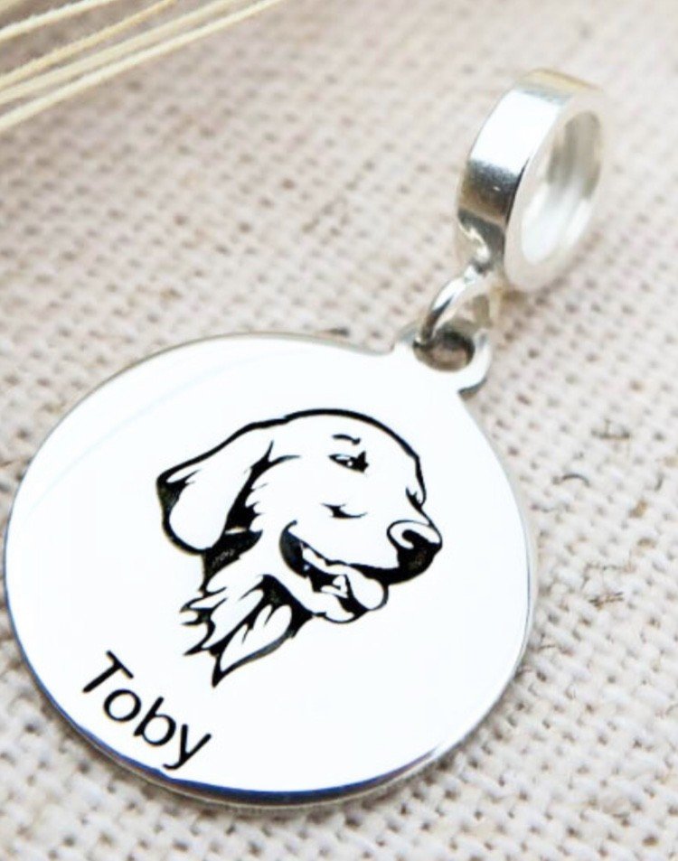 Berloque Prata 925 mandala cachorro com nome