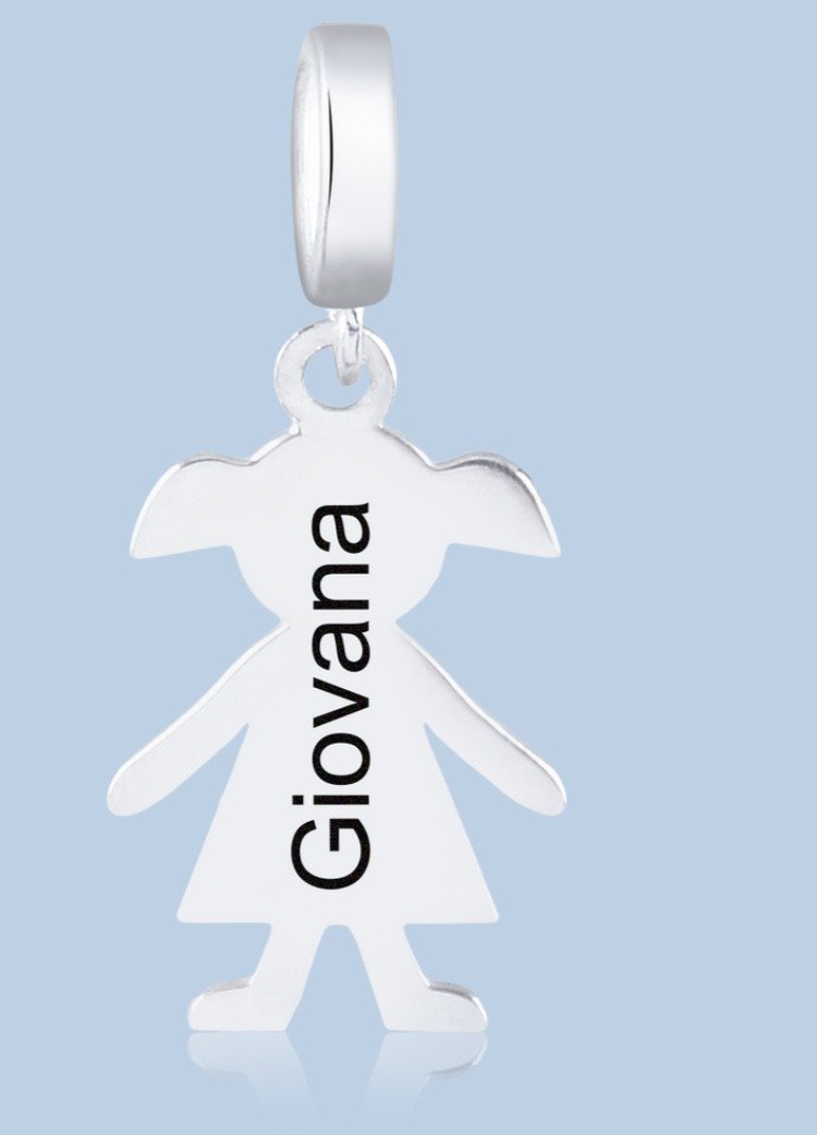 Berloque Prata 925 menino ou menina com nome 