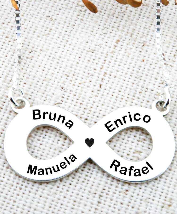 Corrente prata 925 infinito com nomes 