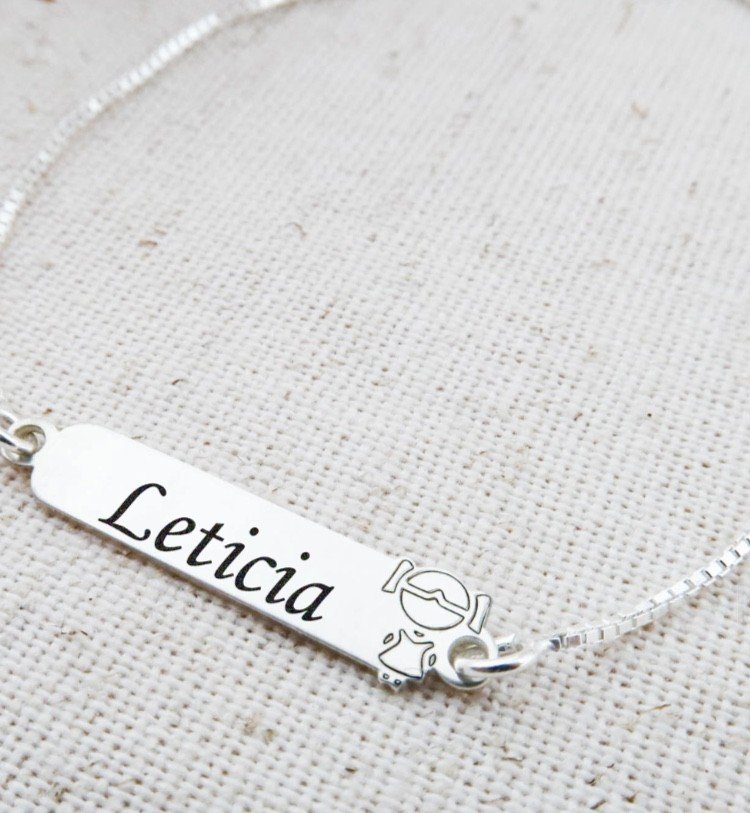 Pulseira Prata 925 infantil menina nome 