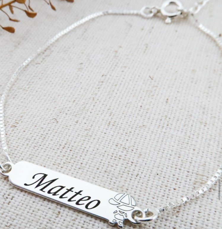 Pulseira Prata 925 infantil menino nome