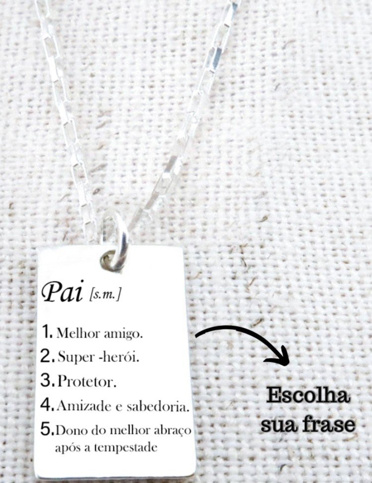 Corrente Prata 925 chapa quadrada pai 