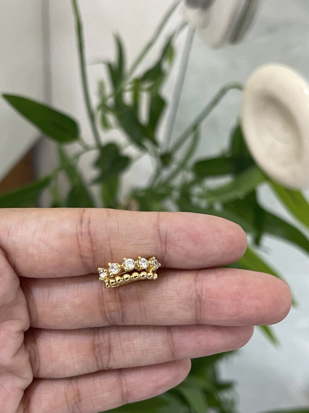 Piercing duplo com pedras fake