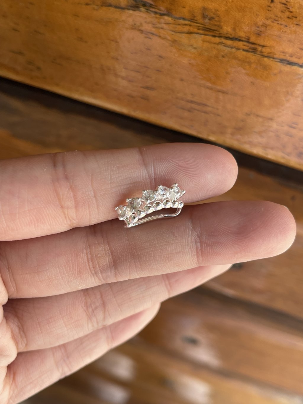 Piercing duplo com pedras prata 