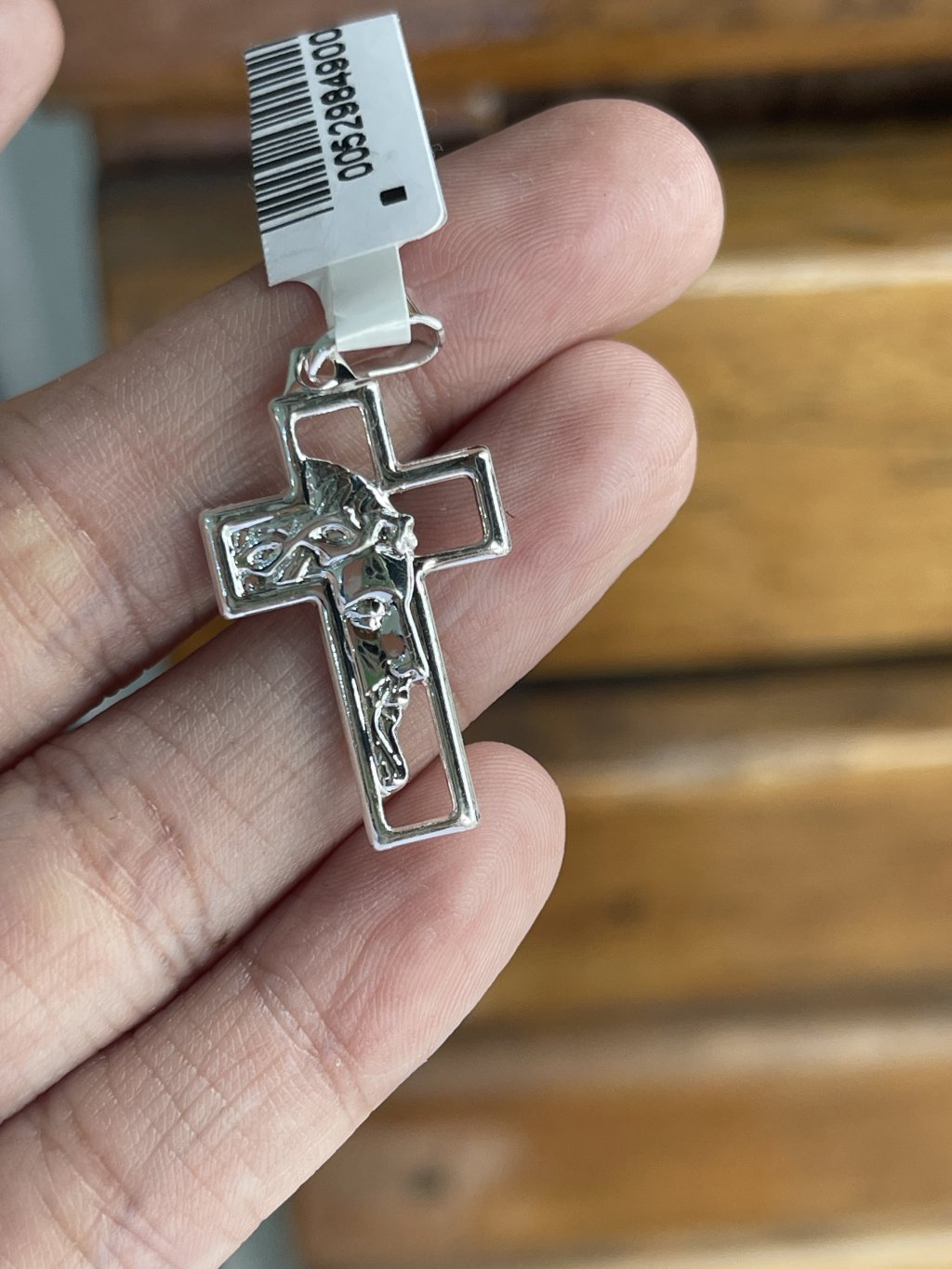 Pingente cruz rosto de Jesus prata