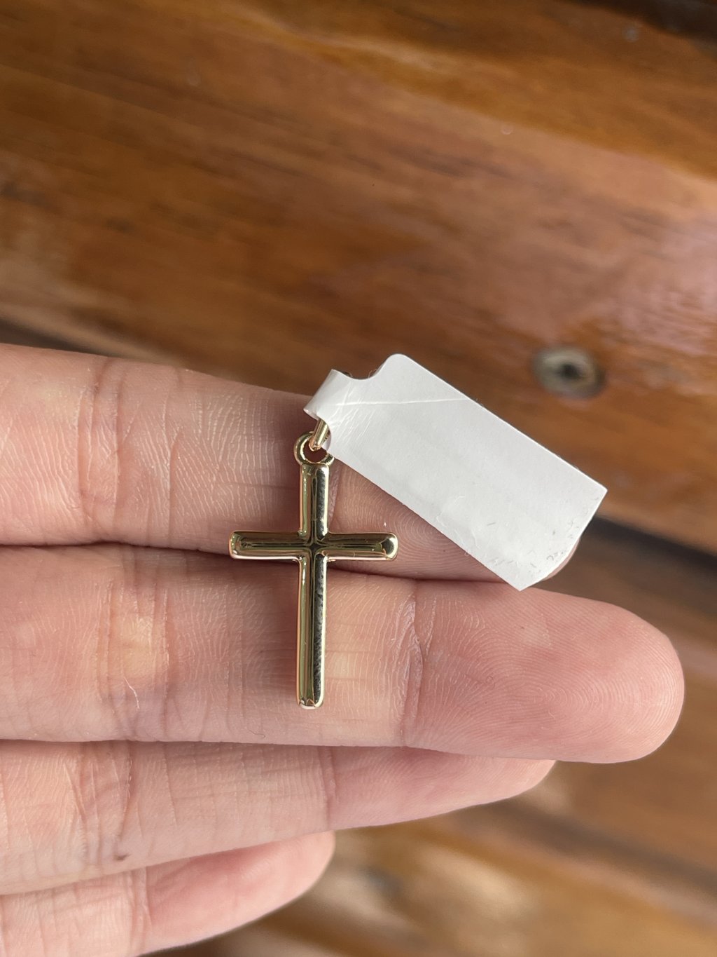 Pingente cruz liso ouro