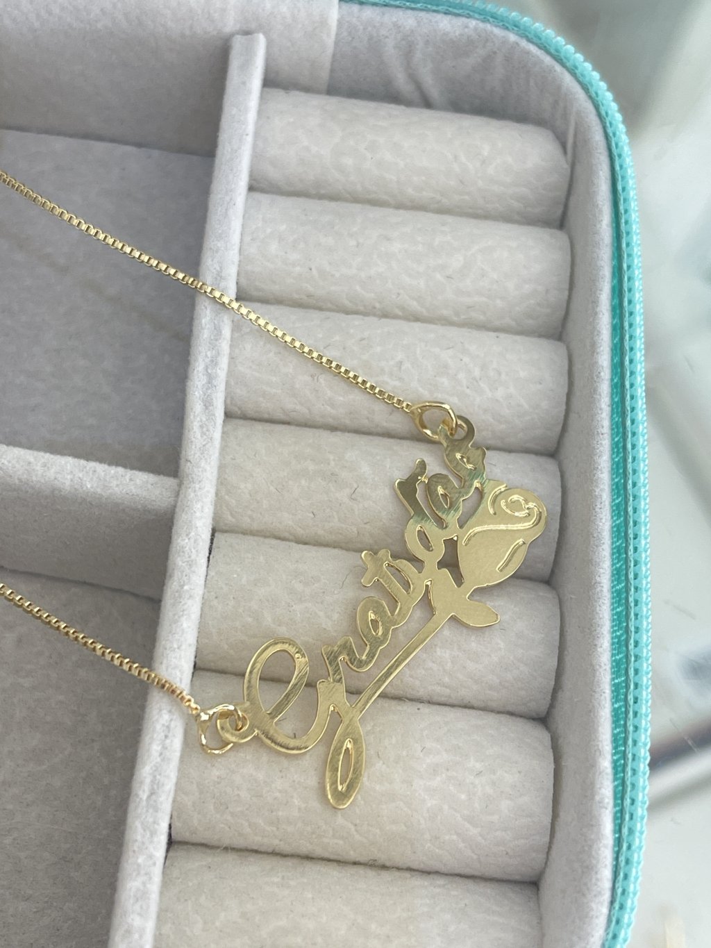 Corrente gratidão c/flor ouro