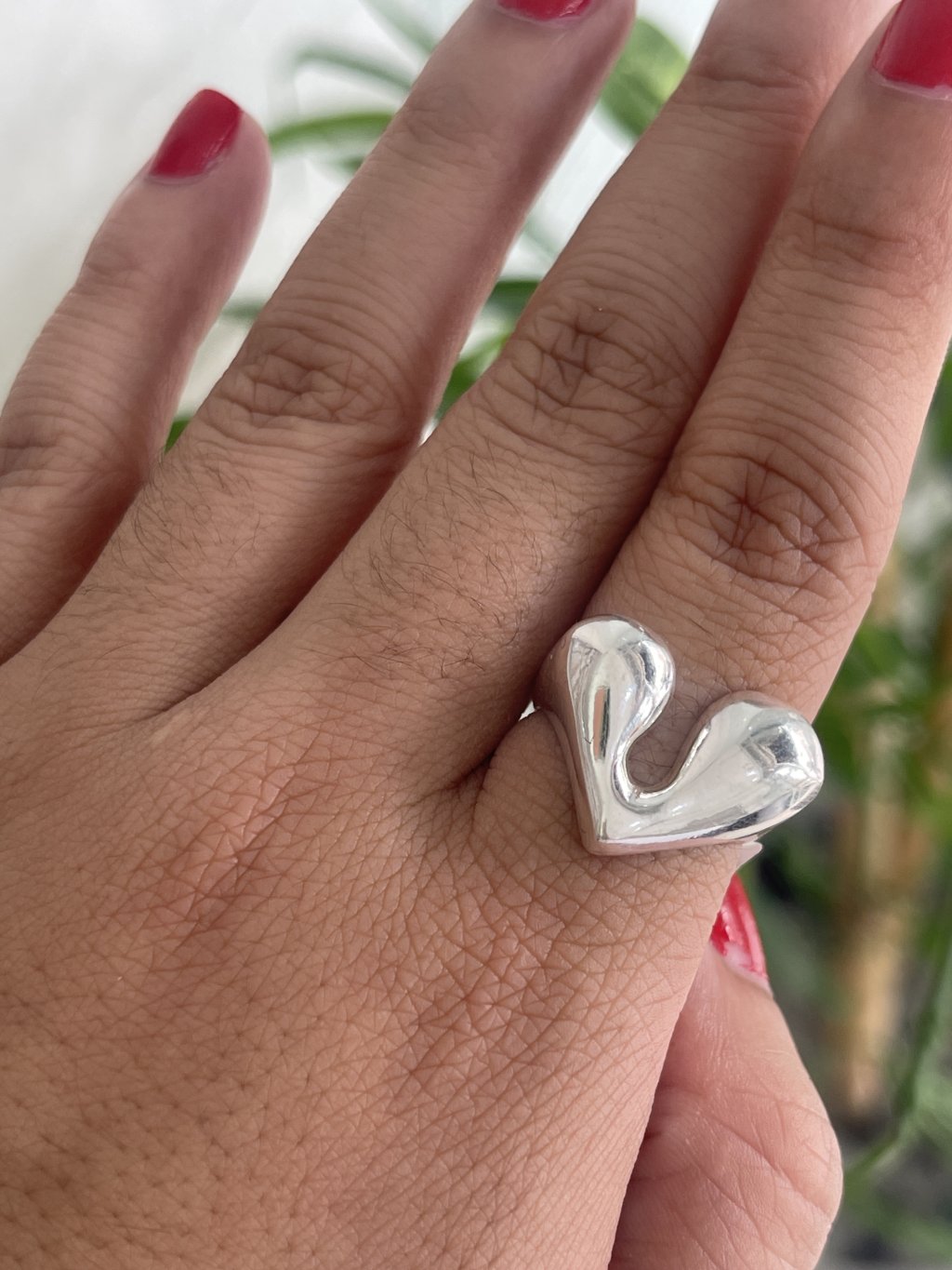 Anel coração cheio ajustável ouro/prata