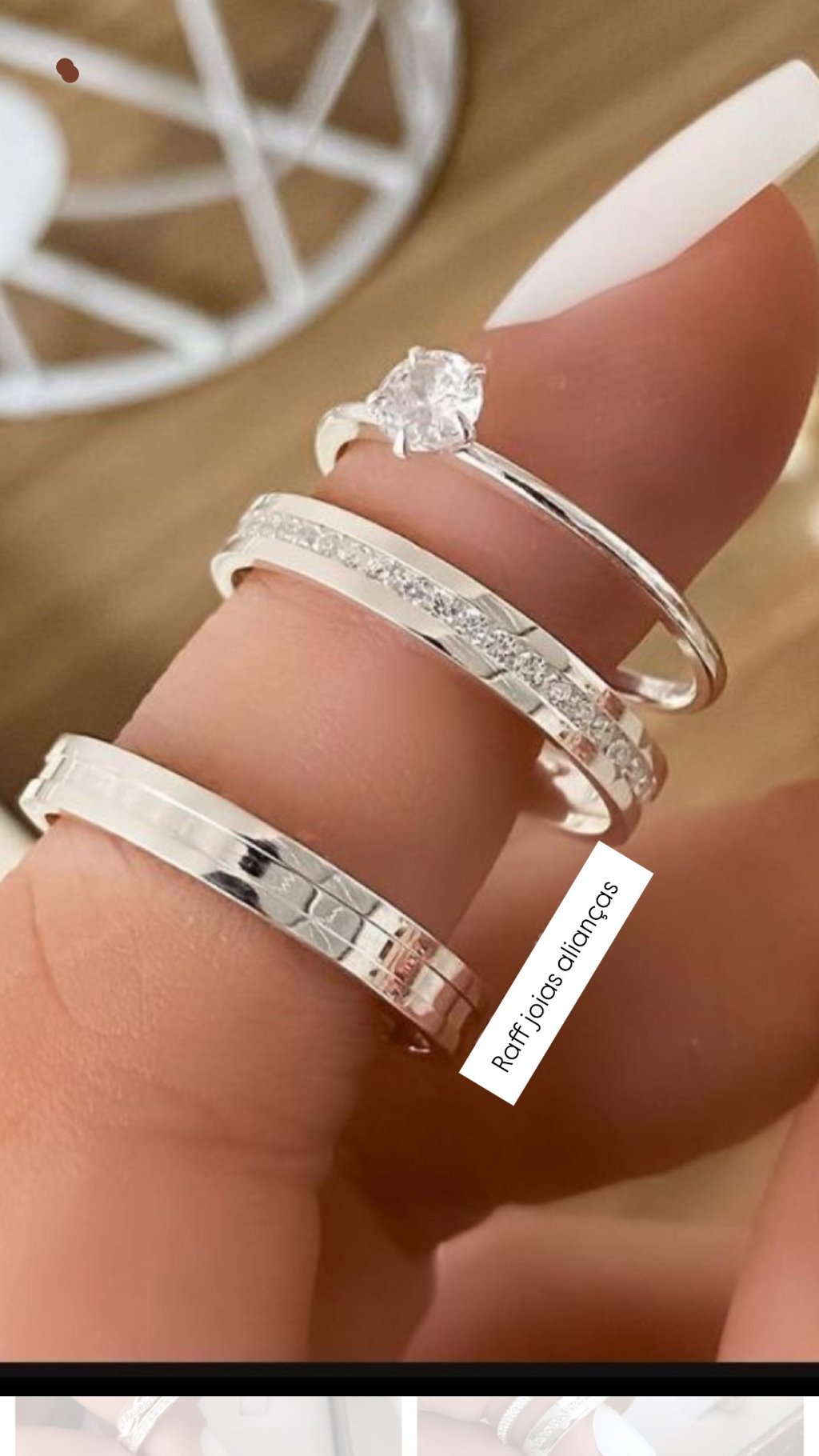 Par de alianças Prata pura quadrada pedras + solitário 