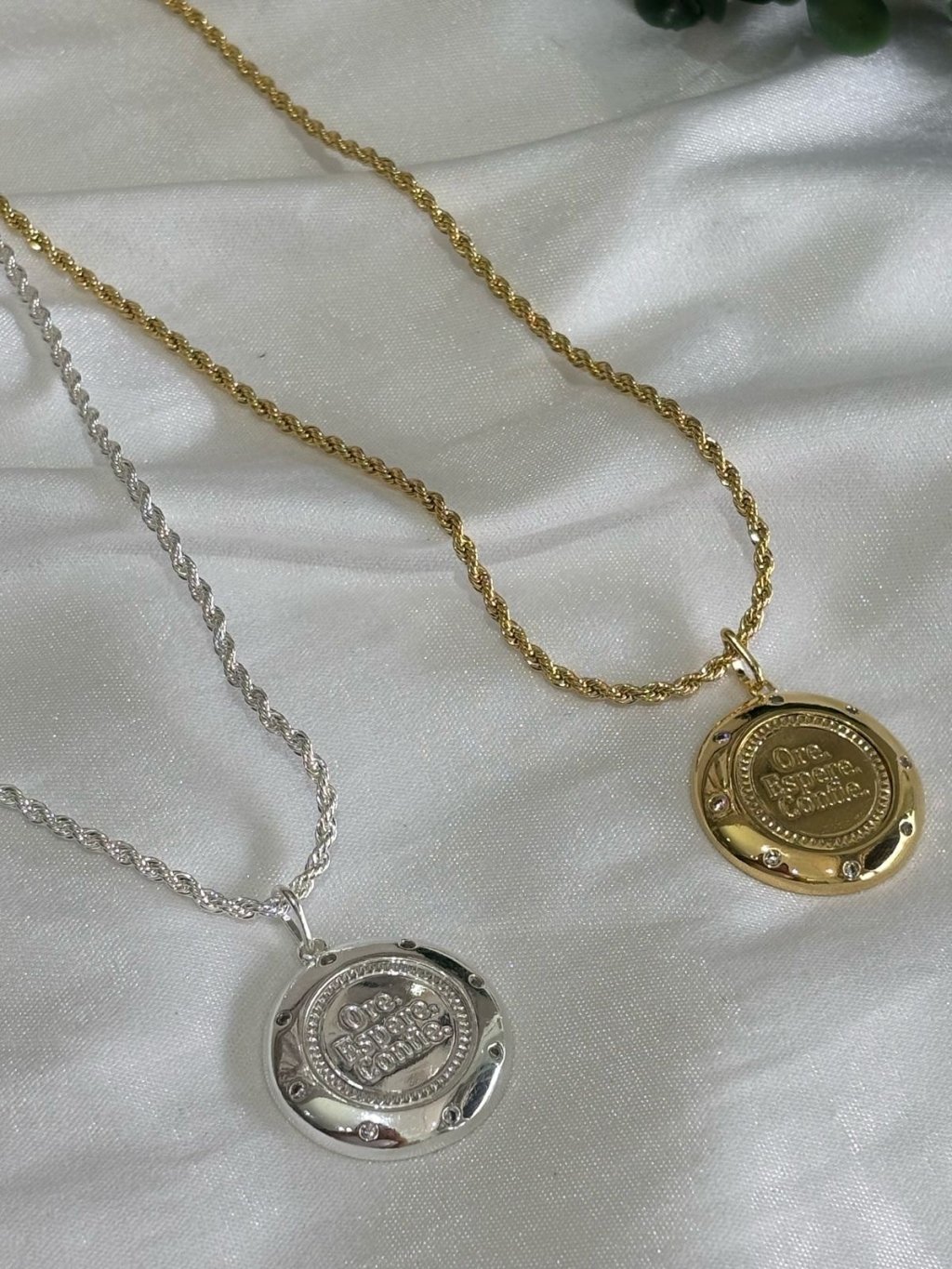 Corrente cordão baiano ore espere confie ouro/prata