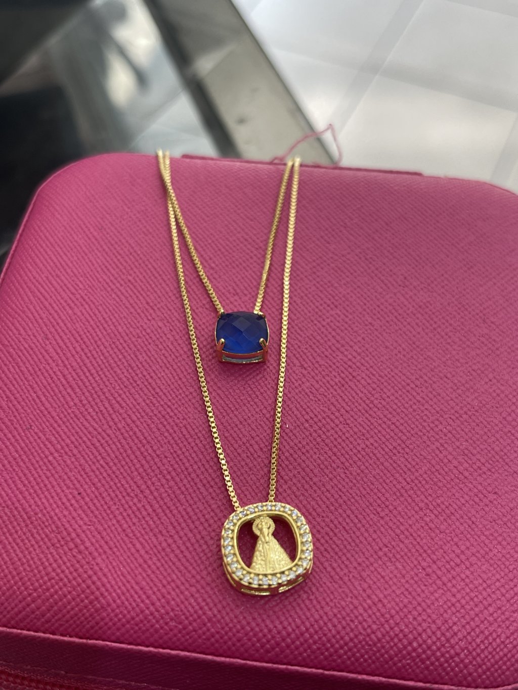 Escapulário nossa senhora aparecida ponto de luz azul bic 