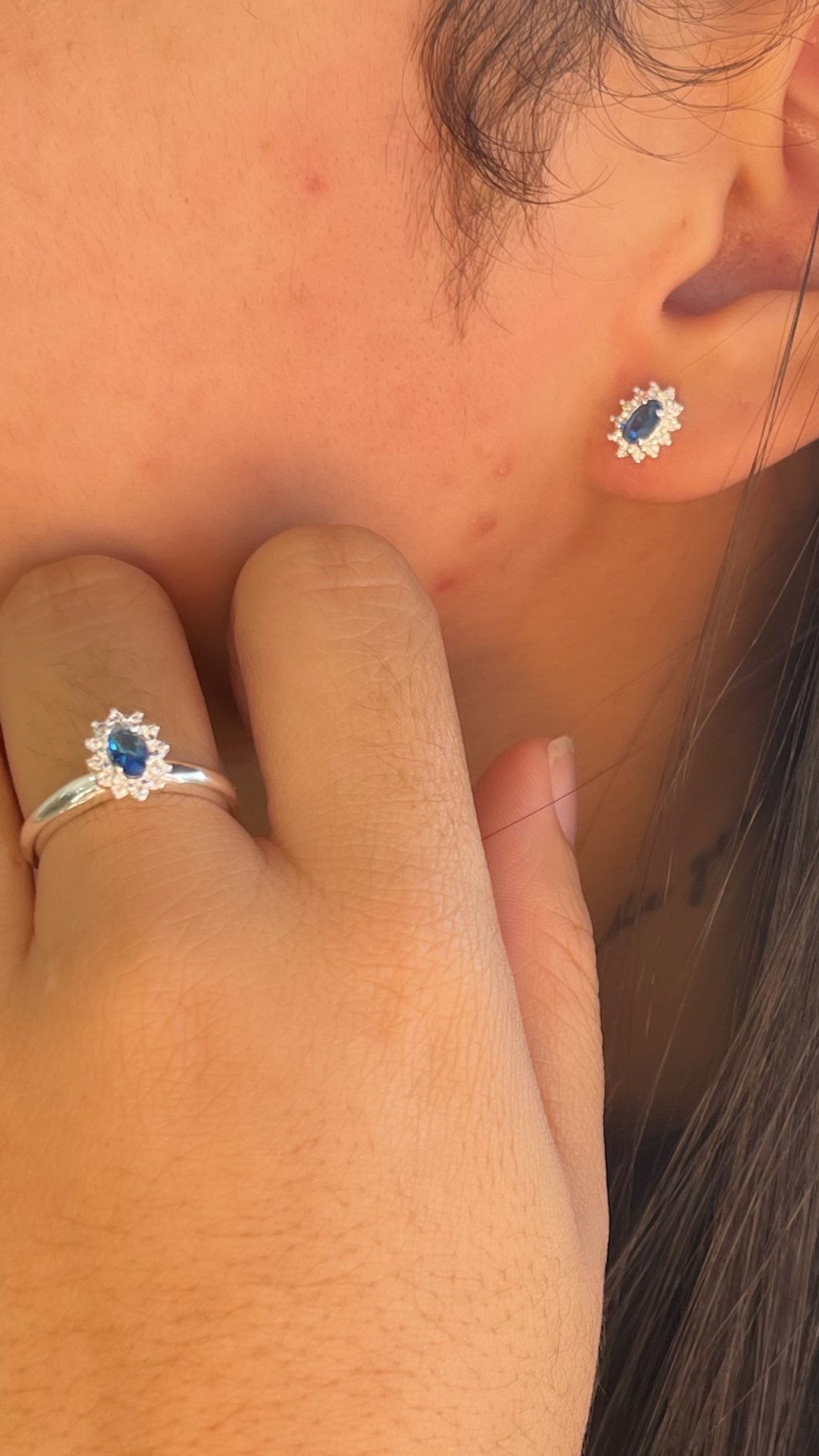 CONJUNTO FORMATURA PRATA COR DA PEDRA AZUL