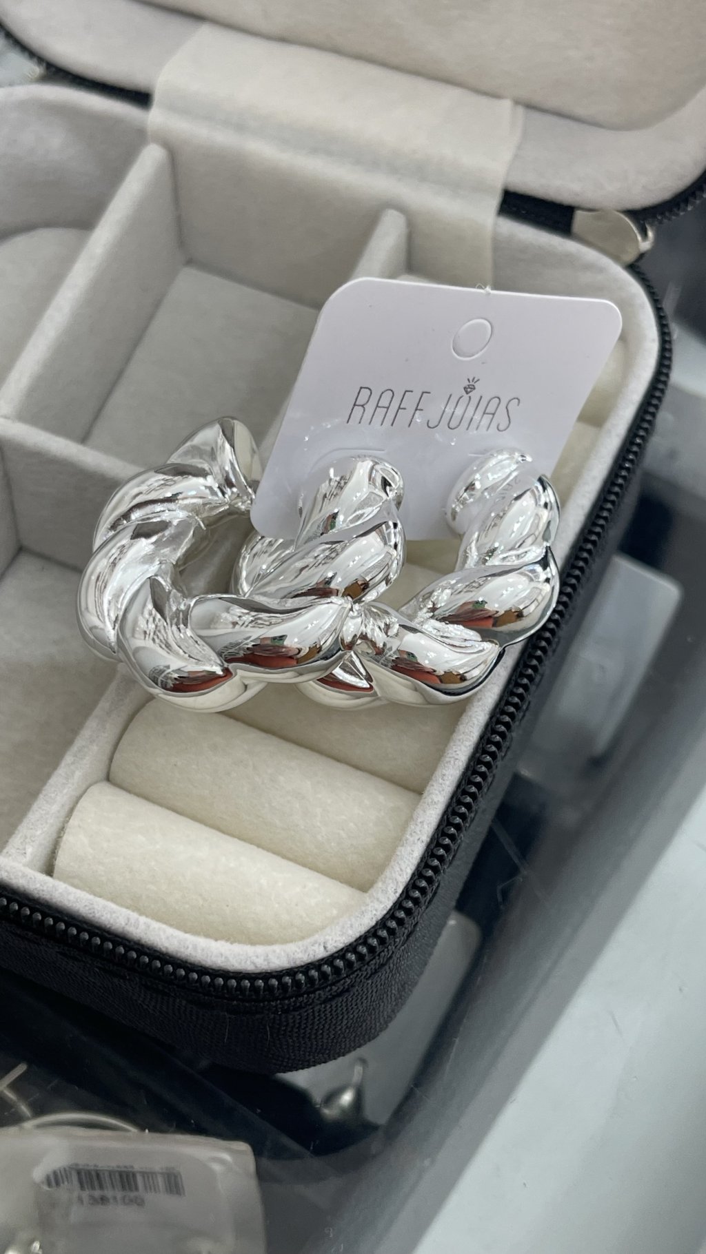 Argola grossa ondas ouro/prata