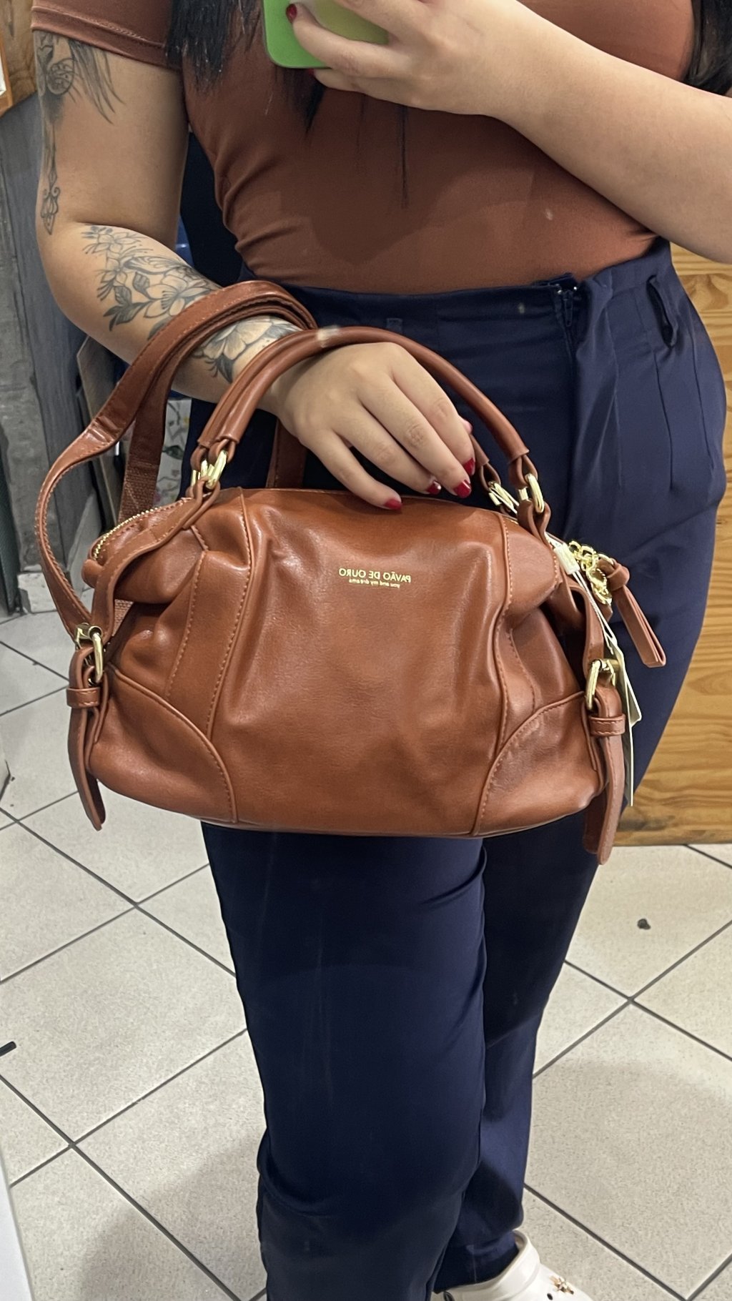 Bolsa marrom lisa frente 