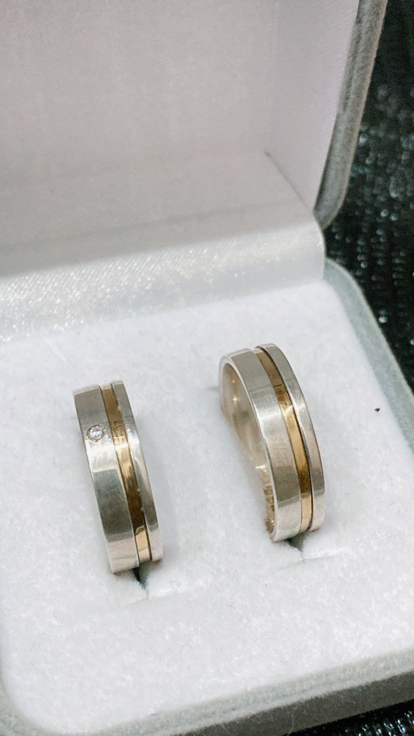 Aliança Prata com Ouro 18k